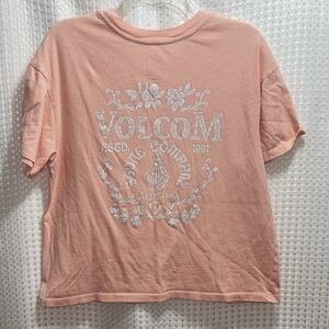 Volcom Women’s Peach Pink Graphic T-Shirt Size Medium Short Sleeve